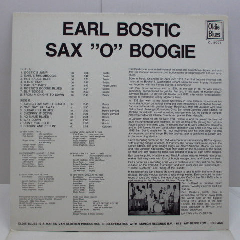 EARL BOSTIC (アール・ボスティック) - Sax "O" Boogie (Dutch Orig.LP)