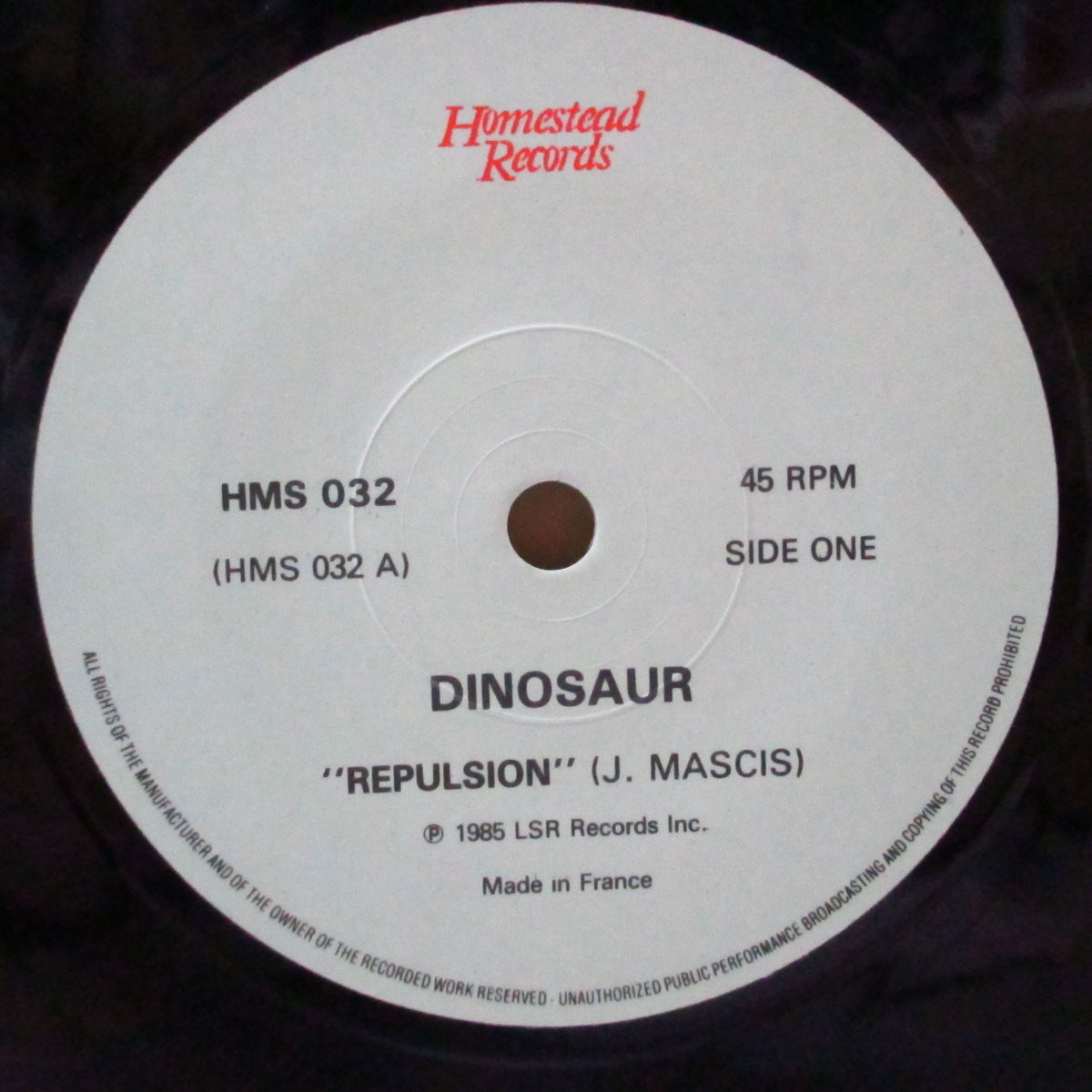 DINOSAUR (ダイナソーJr.) - Repulsion (US オリジナル・ライトブルー・ペーパーラベ <英欧流通用>7インチ+光沢固紙ジャケ)