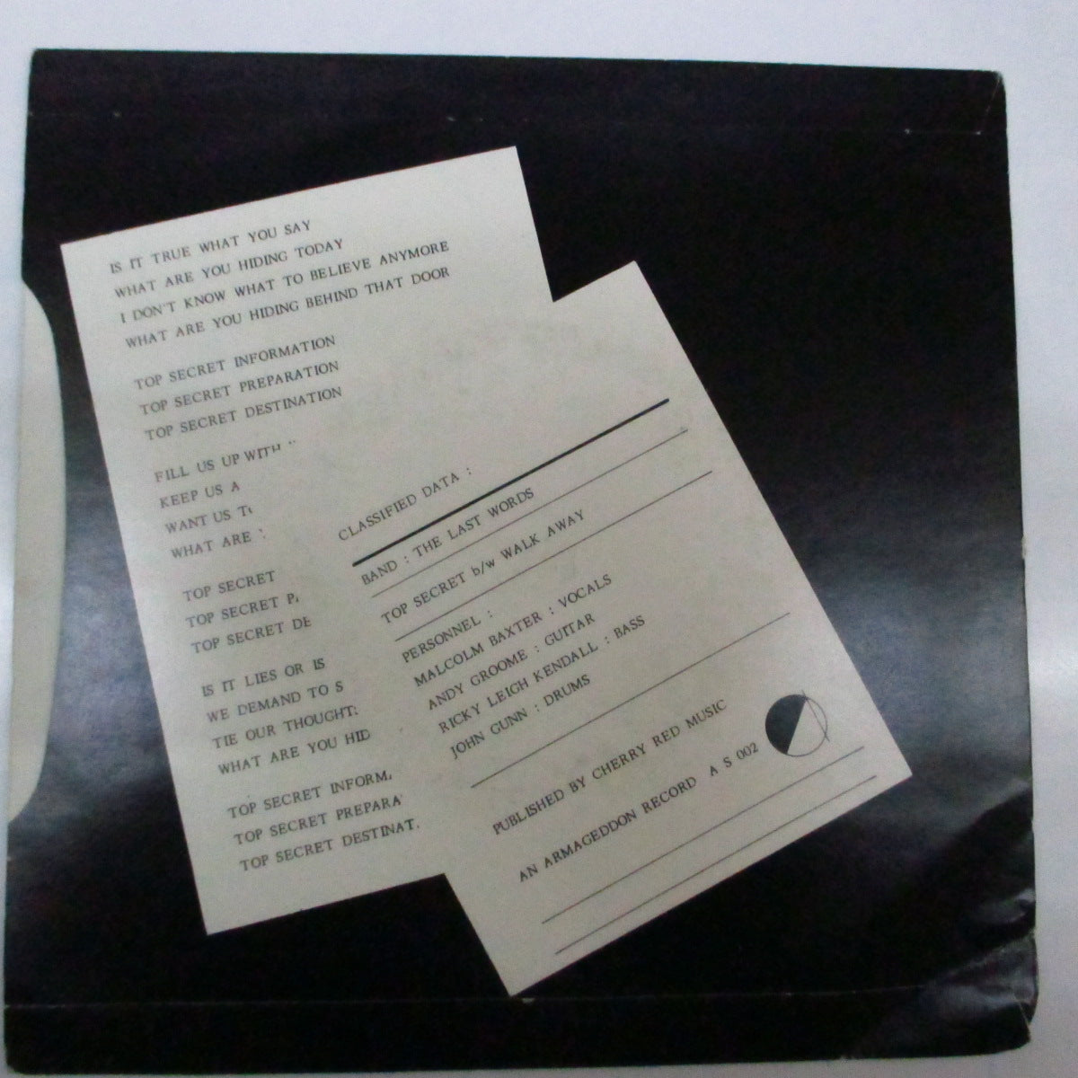 LAST WORDS, THE (ラスト・ワーズ) - Top Secret / Walk Away (UK Orig.7")