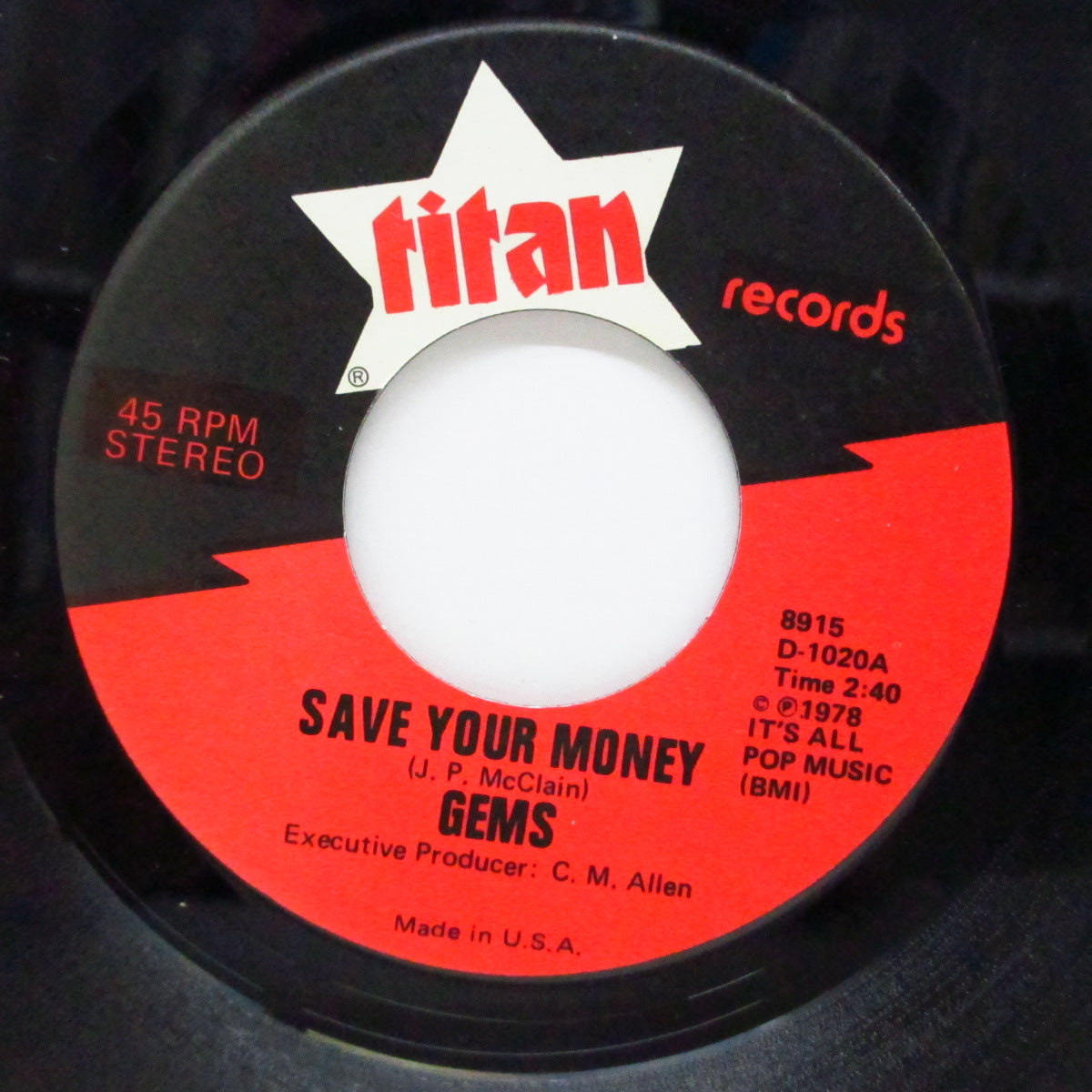 GEMS (ジェムズ) - Save Your Money (US Orig.7"/New)