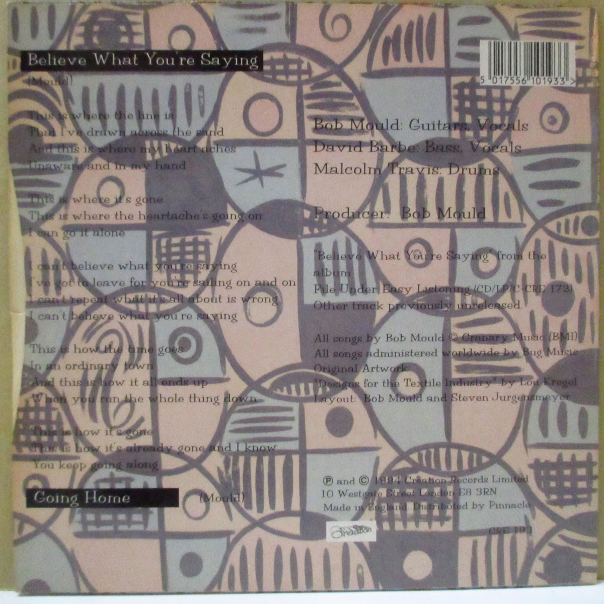 SUGAR (シュガー) - Believe What You're Saying (UK オリジナル 7インチ+光沢固紙ジャケ)