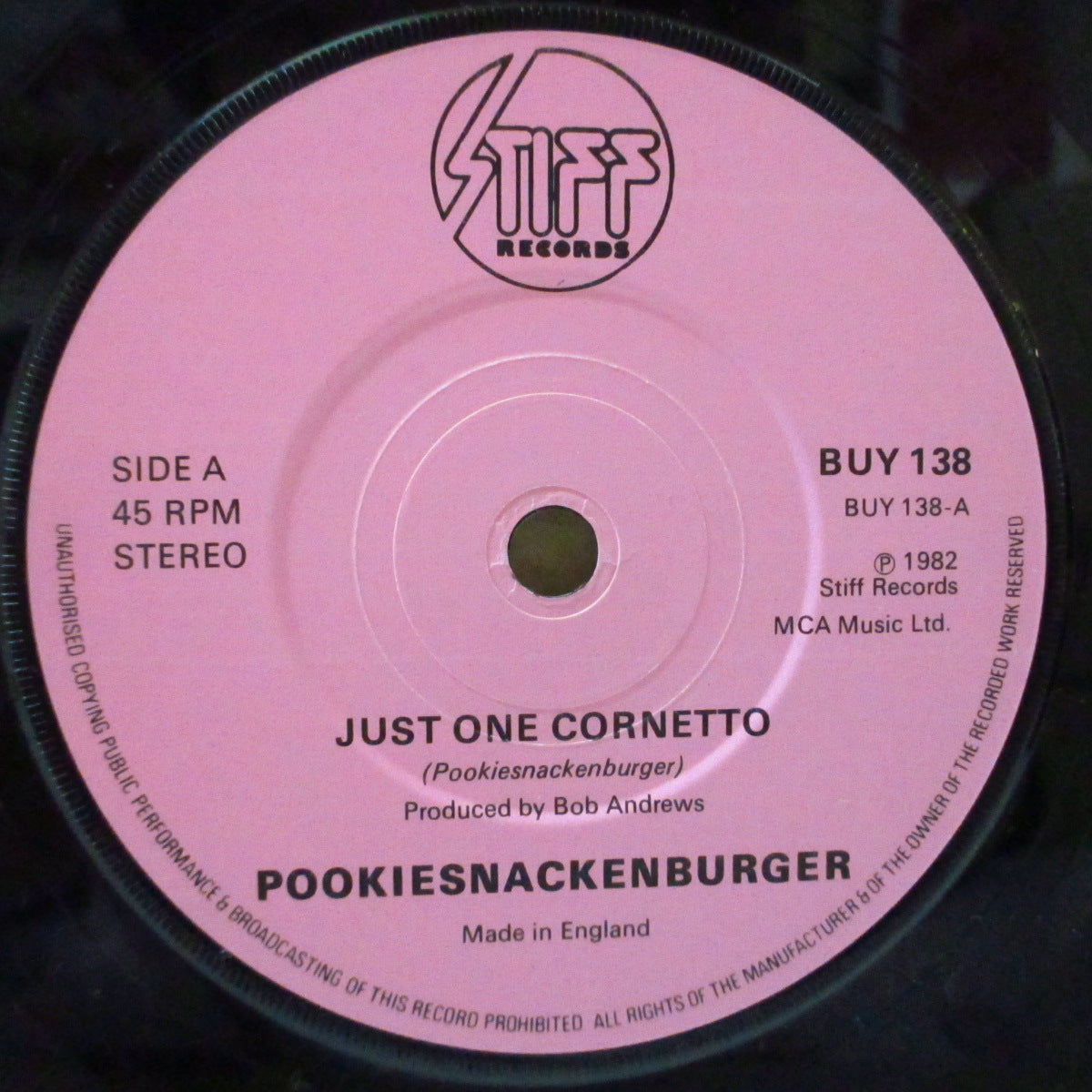POOKIESNACKENBURGER (プーキースナッケンバーガー) - Just One Cornetto (UK オリジナル 7")