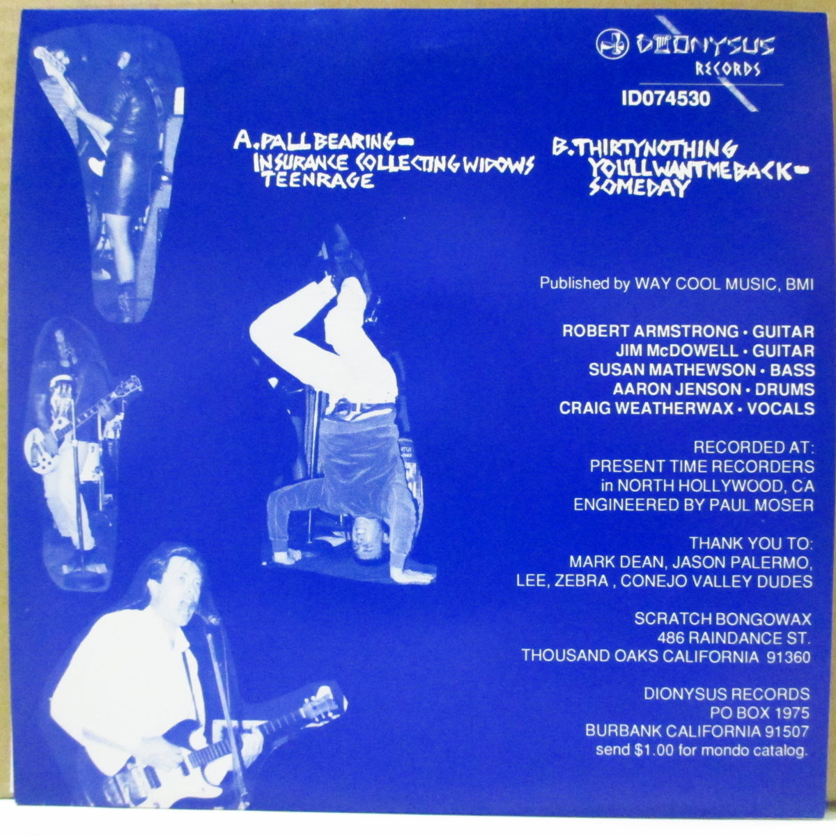 SCRATCH BONGOWAX (スクラッチ・ボンゴワックス) - Pall Bearing Insurance Collecting Widows +3 (US Limited Grey Marble Vinyl 7")