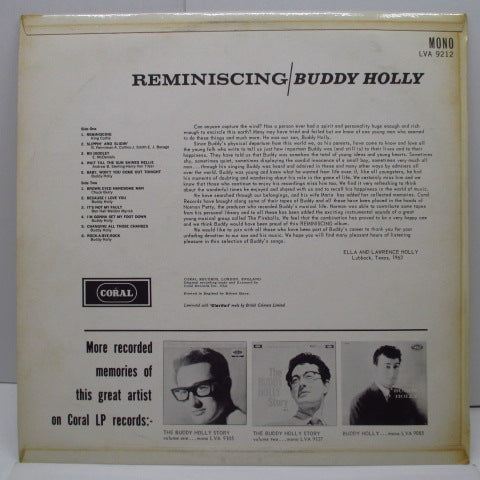 BUDDY HOLLY (バディ・ホリー) - Reminiscing (UK Orig.Mono LP/CFS)