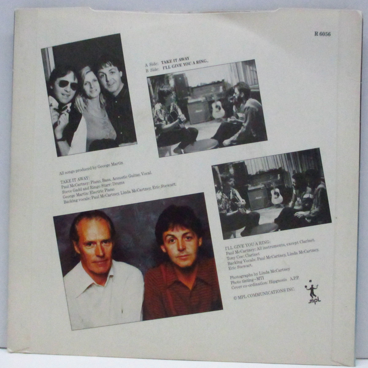 PAUL McCARTNEY (ポール・マッカートニー) - Take It Away (UK オリジナル「黒紙ラベ、ラウンドセンター」7"+光沢固紙ジャケ)