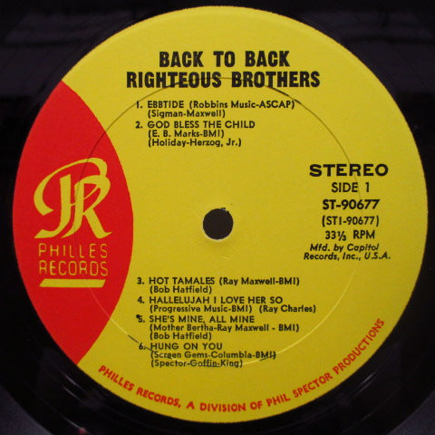RIGHTEOUS BROTHERS (ライチャス・ブラザース) - Back To Back (US Capitol Record Club STEREO)