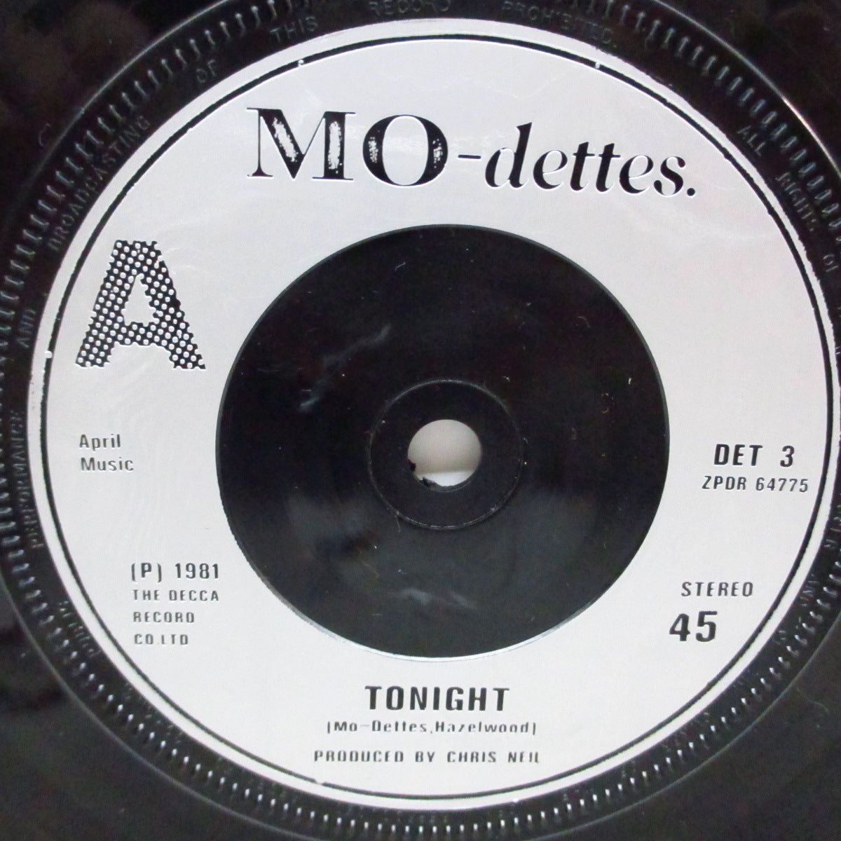 MO-DETTES (モ・デッツ) - Tonight (UK オリジナル 7"+3面見開ジャケ)