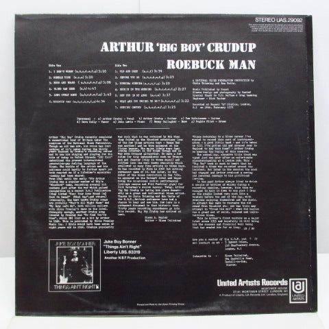 ARTHUR "BIG BOY" CRUDUP - Roebuck Man (UK Orig.Stereo LP/CS)