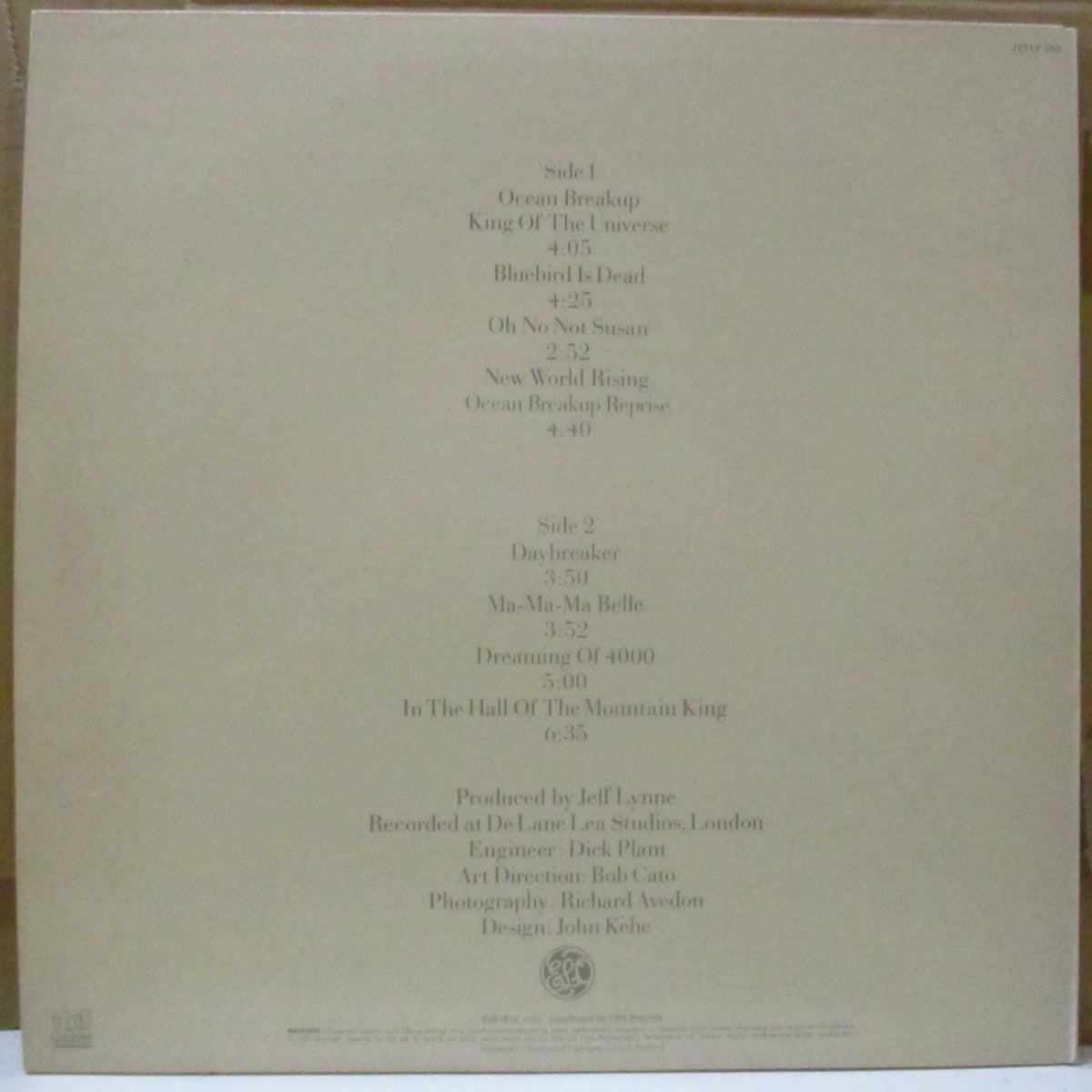 ELECTRIC LIGHT ORCHESTRA (エレクトリック・ライト・オーケストラ) - On The Third Day (UK '78 再発 LP+マット固紙インナー/JETLP 202)