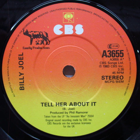 BILLY JOEL (ビリー・ジョエル) - Tell Her About It (UK オリジナル 7"/Glossy PS)