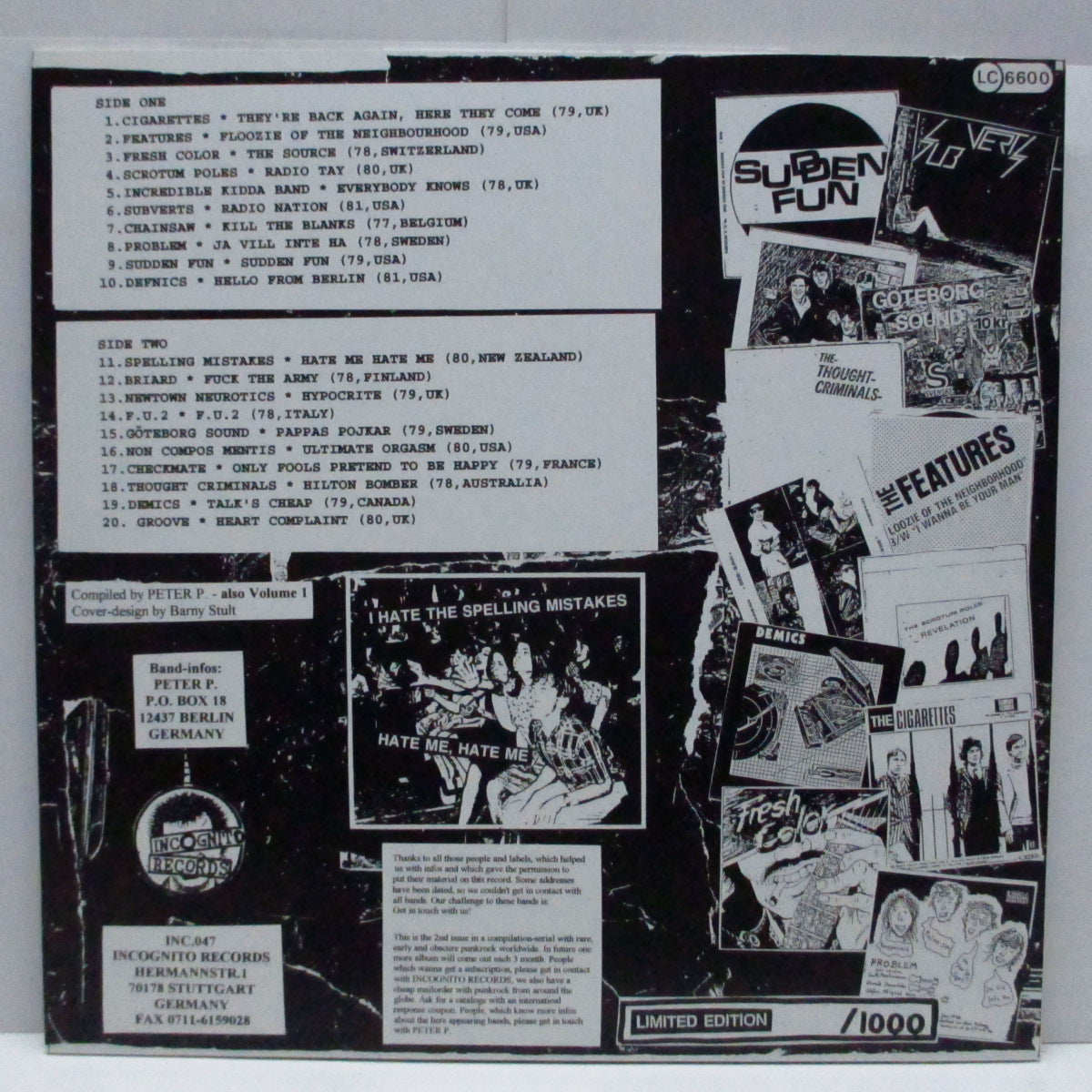 V.A. (各国レア・パンク・コンピ) (各国レア・パンク・コンピ) - Back To Front Vol.2 (German 90's Reissue LP+Inner/No Numbered CVR)