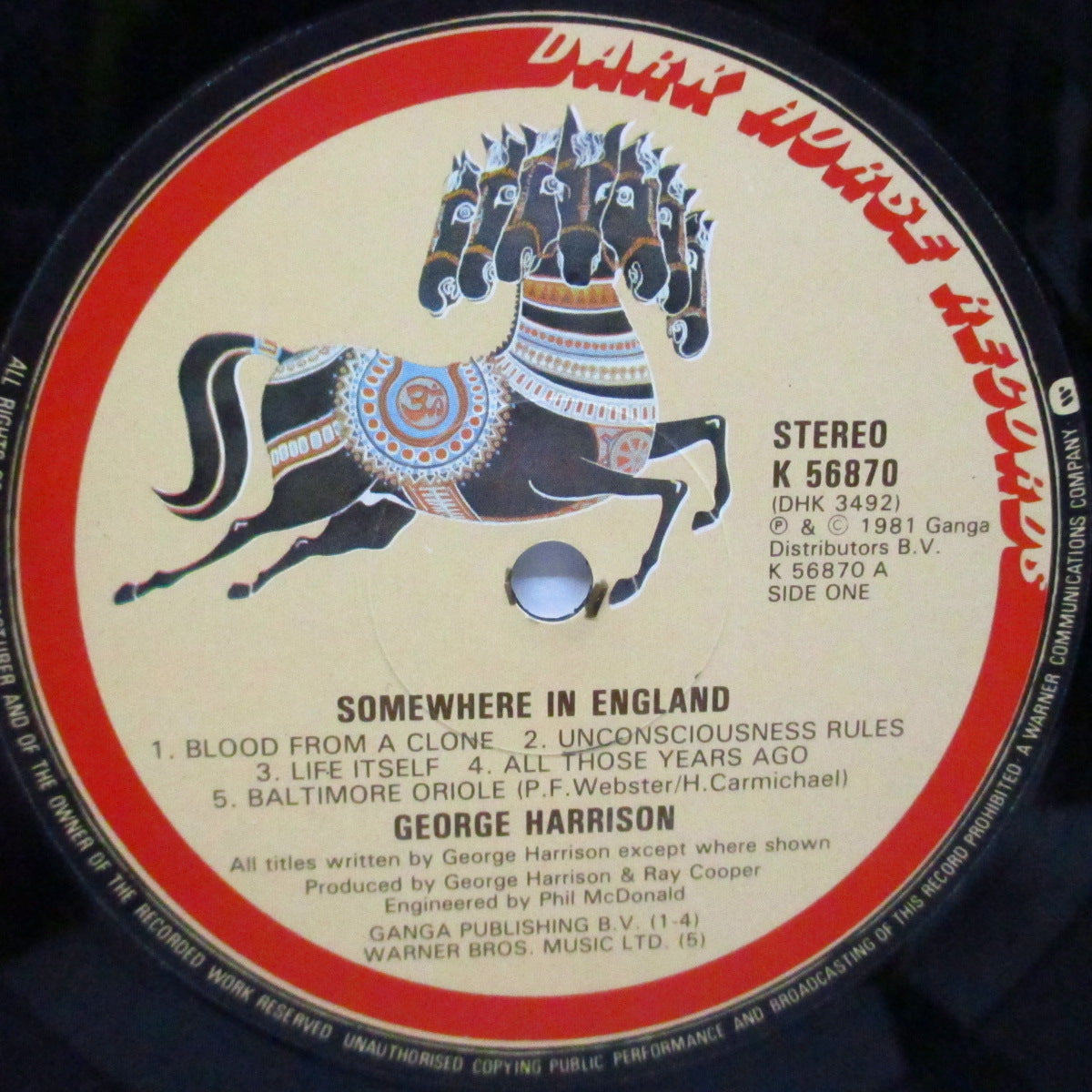 GEORGE HARRISON (ジョージ・ハリスン) - Somewhere In England (UK オリジナル LP+インナー)