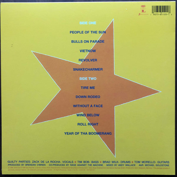 RAGE AGAINST THE MACHINE (レイジ・アゲインスト・ザ・マシーン) - Evil Empire (EU 限定復刻リマスター再発180グラム重量 LP/NEW)