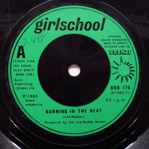 GIRLSCHOOL (ガールスクール)- Burning In The Heat (UK Orig.7"+PS)