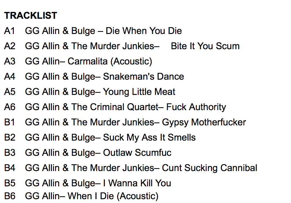 GG ALLIN & THE MURDER JUNKIES (GG アリン & ザ・マーダー・ジャンキーズ) - Hated : The Original Soundtrack to the Todd Phillips Film (US 限定再発 LP/ New)