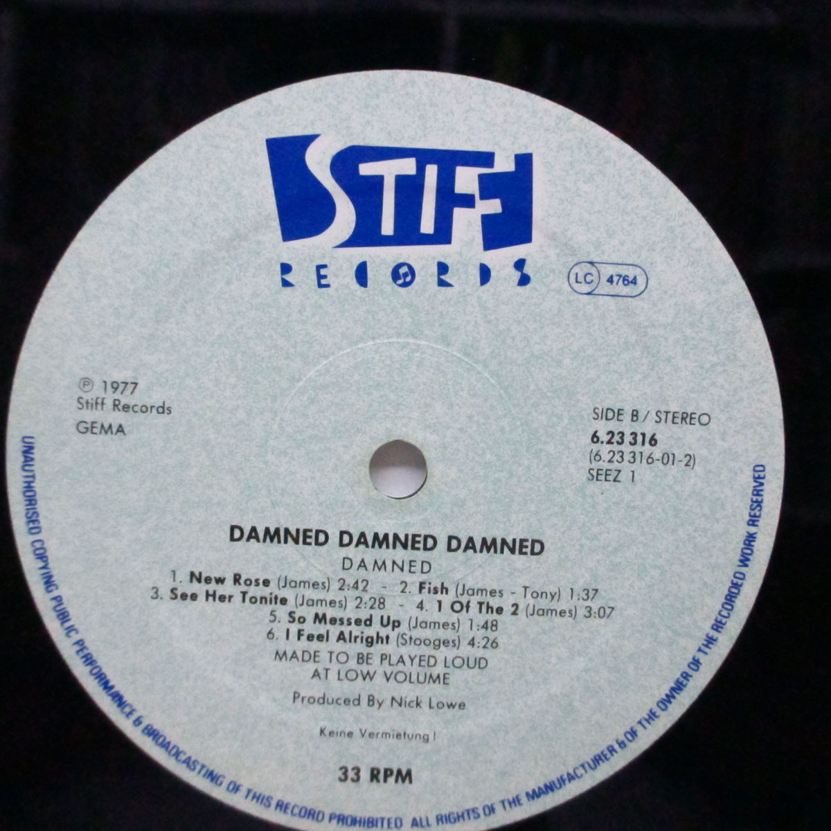 DAMNED, THE (ザ・ダムド) - Damned Damned Damned (German '86 再発「青ロゴ・薄緑ラベ・黒盤」 LP)