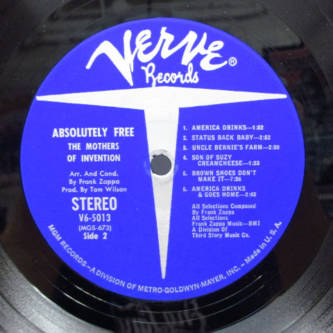 FRANK ZAPPA (MOTHERS OF INVENTION) (フランク・ザッパ / マザーズ・オブ・インヴェンション ) - Absolutely Free (US オリジナル「ステレオ」LP+見開ジャケ)