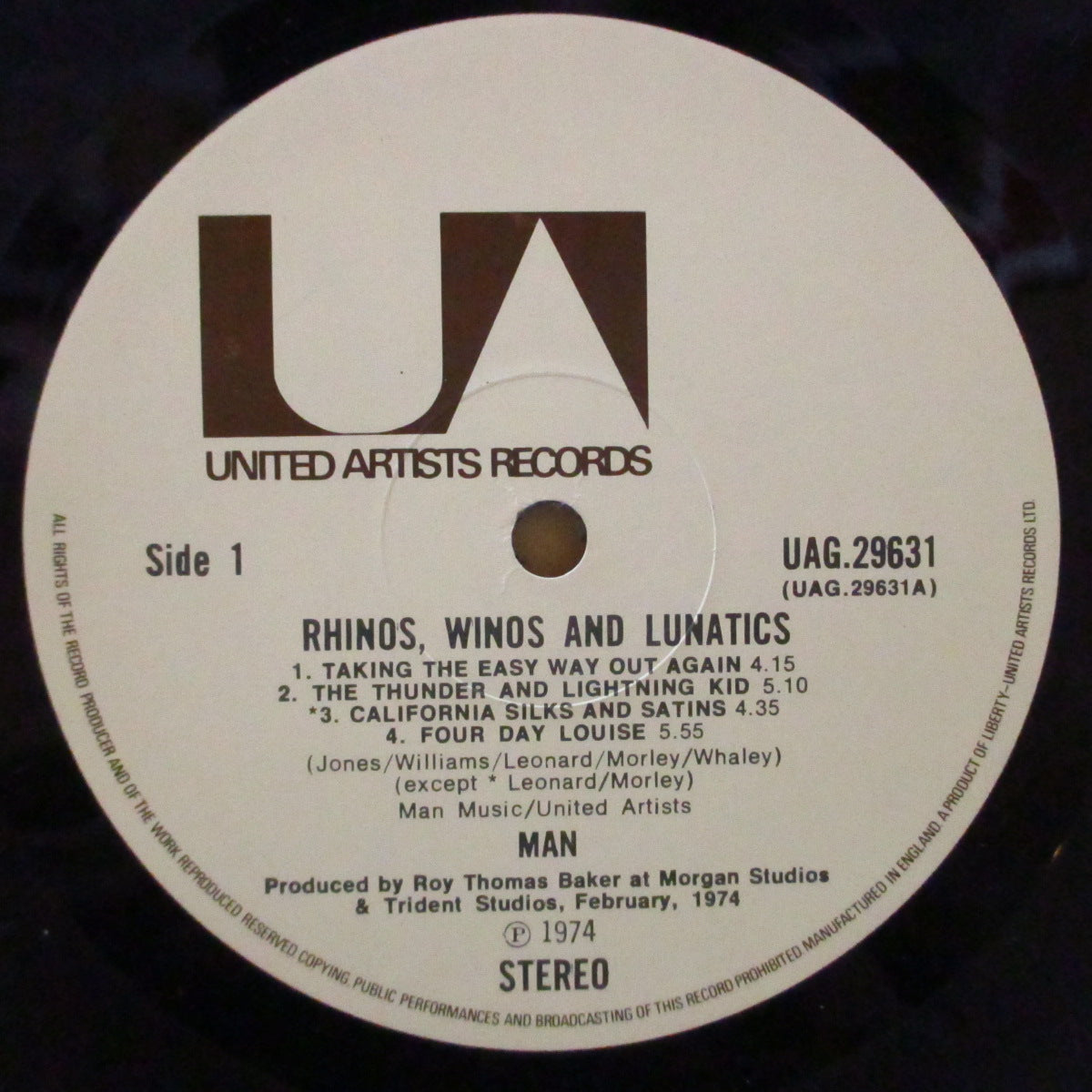 MAN (マン) - Rhinos, Winos, And Lunatics (UK オリジナル・クレジット単一表記ラベLP/両面コーティング見開きジャケ)