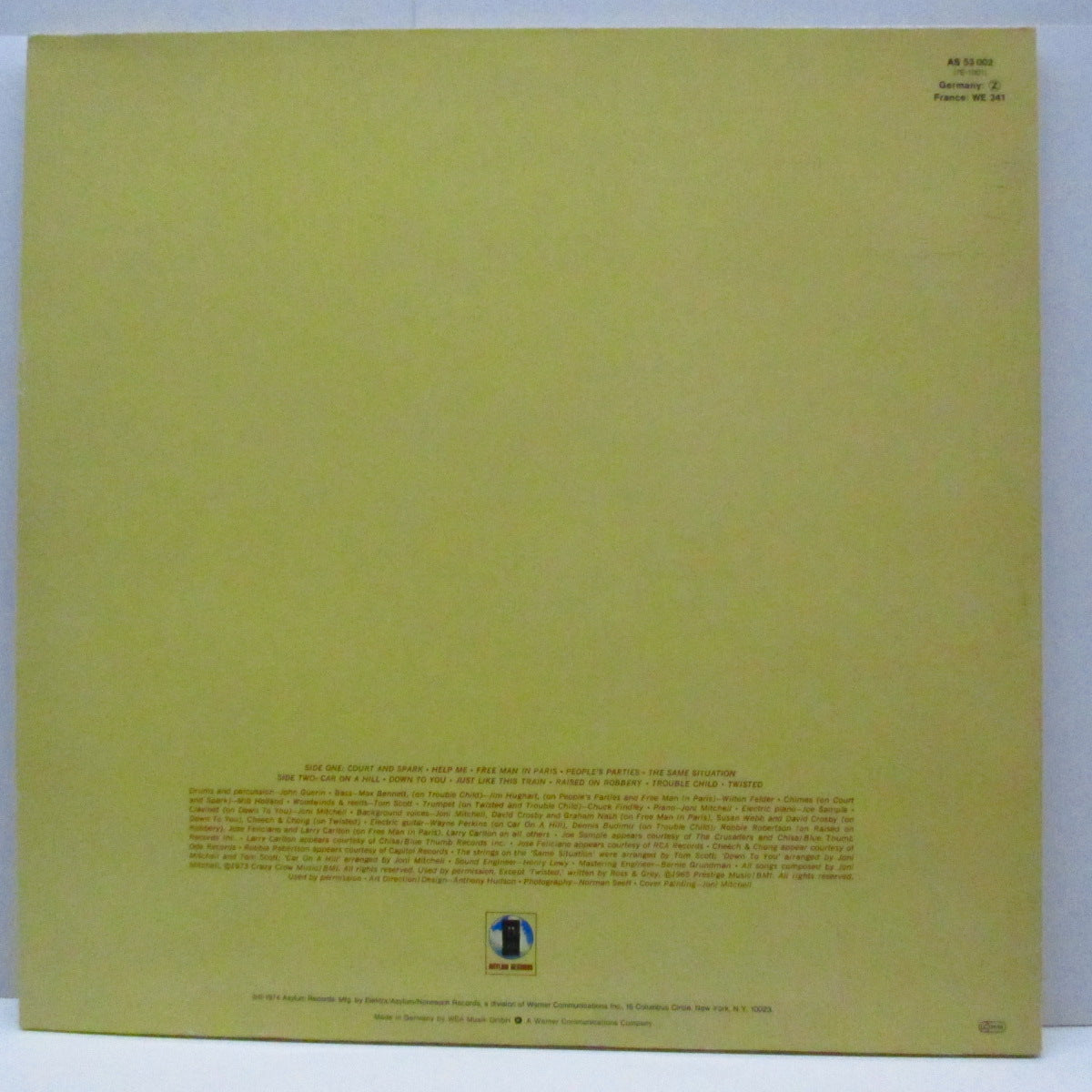 JONI MITCHELL (ジョニ・ミッチェル) - Court & Spark (German 80's 再発 LP/「バーコード無」光沢見開ジャケ)