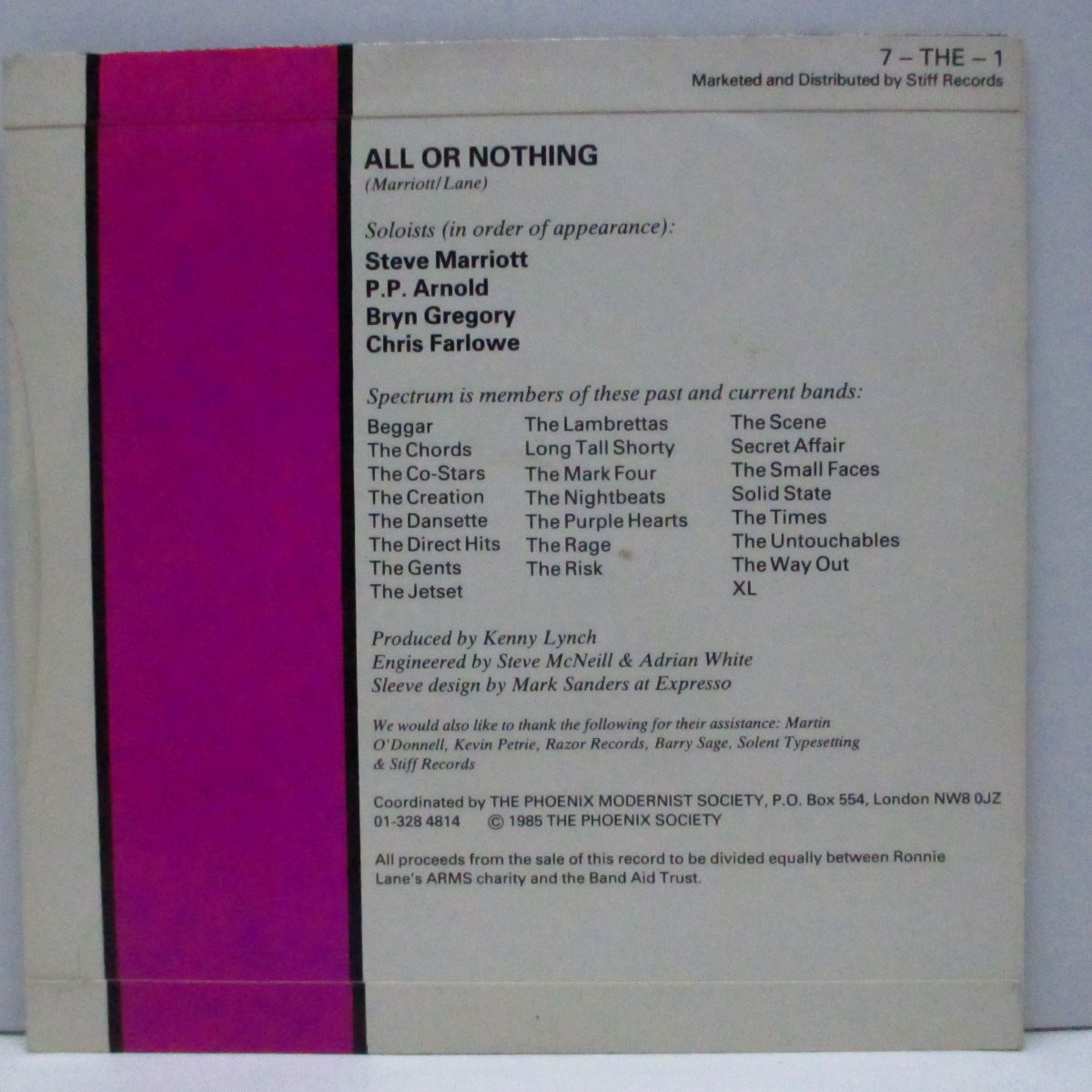 SPECTRUM (Steve Marriott) (スペクトラム / スティーブ・マリオット) - All Or Nothing (UK オリジナル 7"+PS)