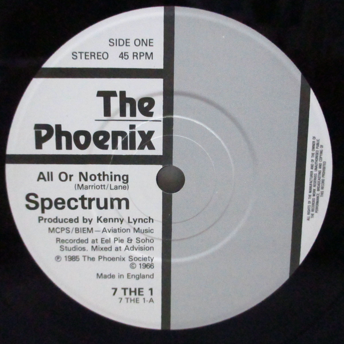 SPECTRUM (Steve Marriott) (スペクトラム / スティーブ・マリオット) - All Or Nothing (UK オリジナル 7"+PS)