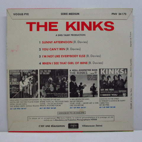 KINKS (キンクス) - Sunny Afternoon (FRANCE Orig.EP+CFS)