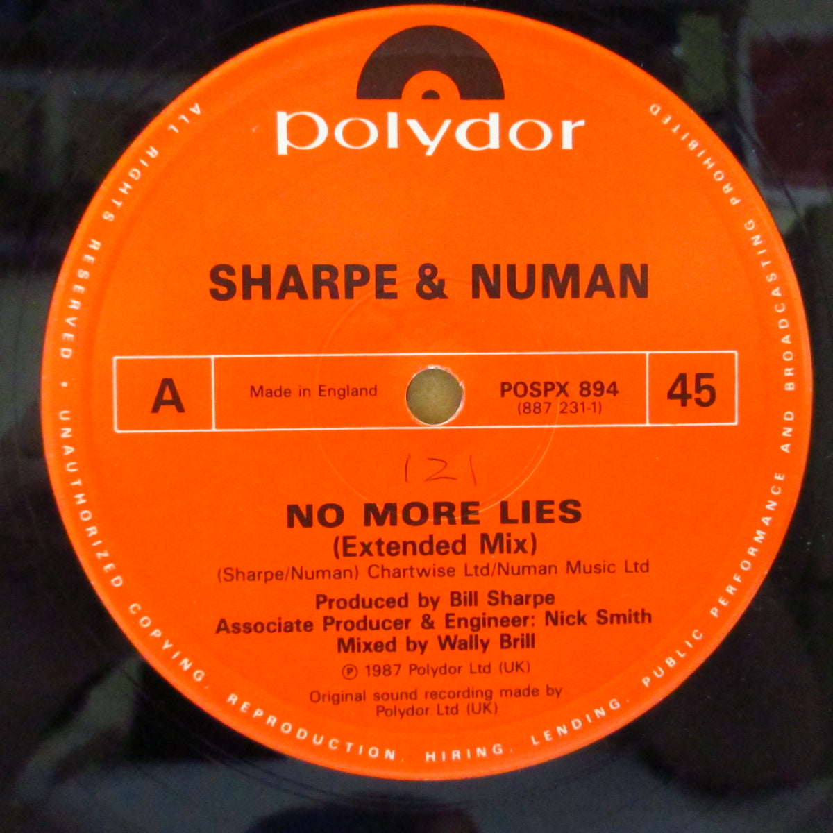 SHARP & NUMAN (シャープ・アンド・ニューマン) - No More Lies - Extended Mix (UK オリジナル 12")