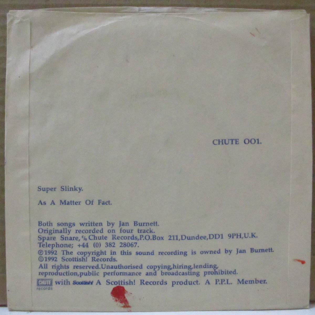 SPARE SNARE (スペア・スネア) - Super Slinky (UK 110枚限定 7インチ+ナンバリング入り光沢ソフト紙ジャケ)