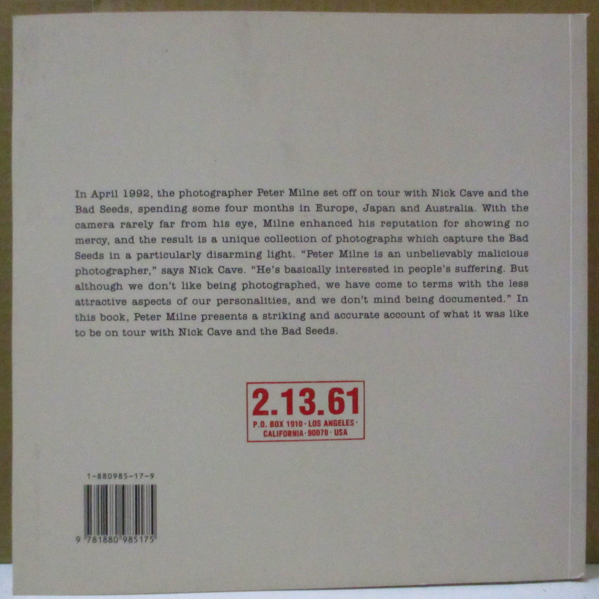 NICK CAVE AND THE BAD SEEDS (ニック・ケイヴ・アンド・ザ・バッド・シーズ) - Fish In A Barrel (US オリジナル 写真集/絶版 New)