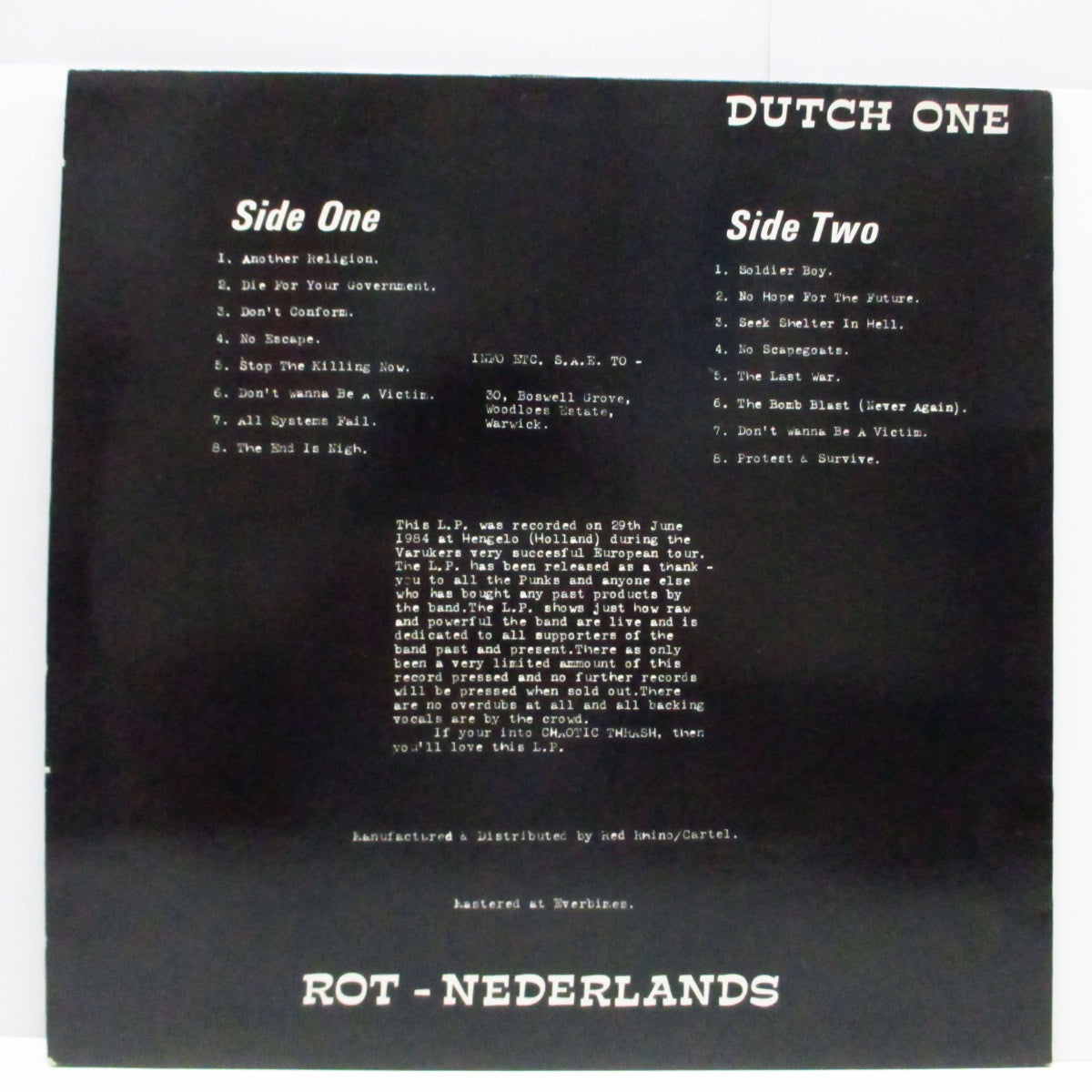 VARUKERS, THE (ヴァルカーズ) - Live In Holland (UK Orig.Limited 1,500 LP)