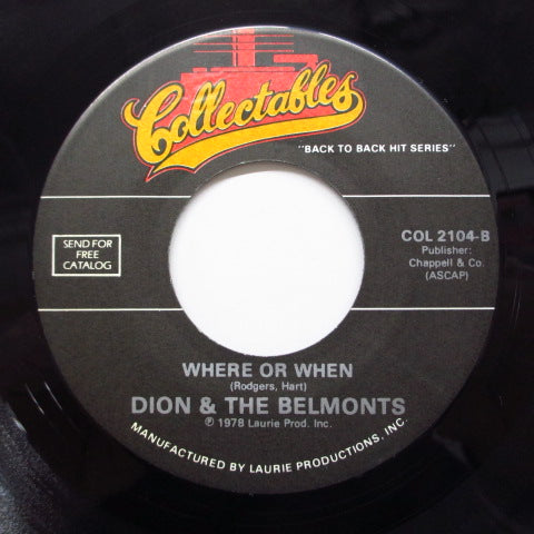 DION / DION & THE BELMONTS DION & THE BELMONTS (ディオン&ザ・ベルモンツ) - Lovers Who Wander (80's Reissue)