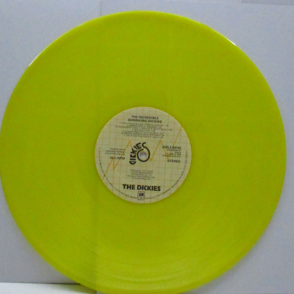 DICKIES, THE (ディッキーズ) - The Incredible Shrinking (UK オリジナル限定「クリア・イエローヴァイナル」LP/ステッカー2枚付ジャケ)