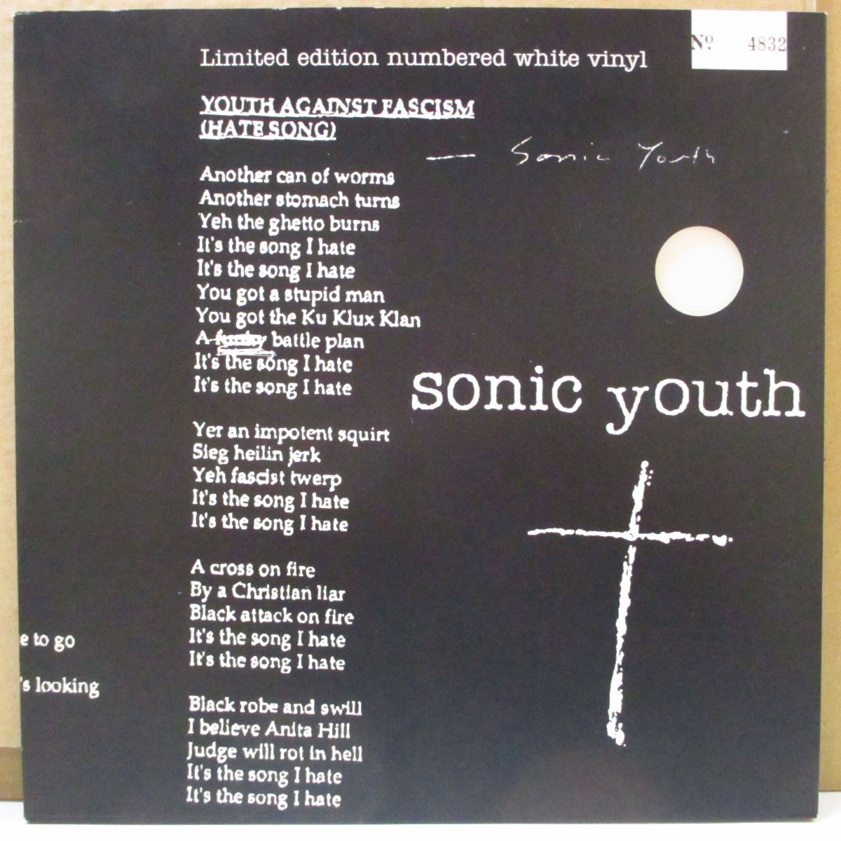 SONIC YOUTH (ソニック・ユース) - Youth Against Fascism +2 (UK Ltd.White Vinyl 10")