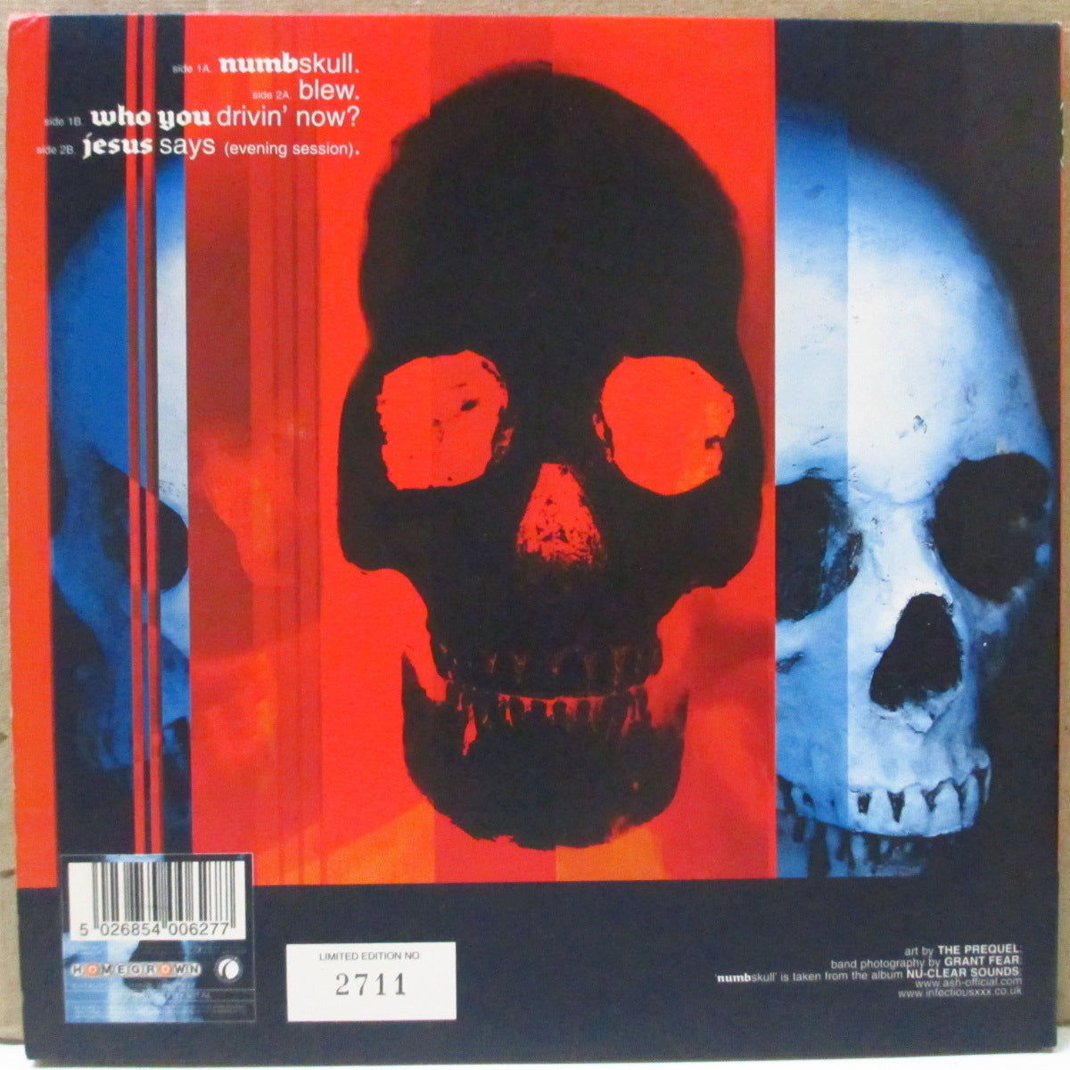 ASH (アッシュ) - Numbskull +3 (UK 5,000 Limited.2xRed Vinyl 7"/Numbered GS)