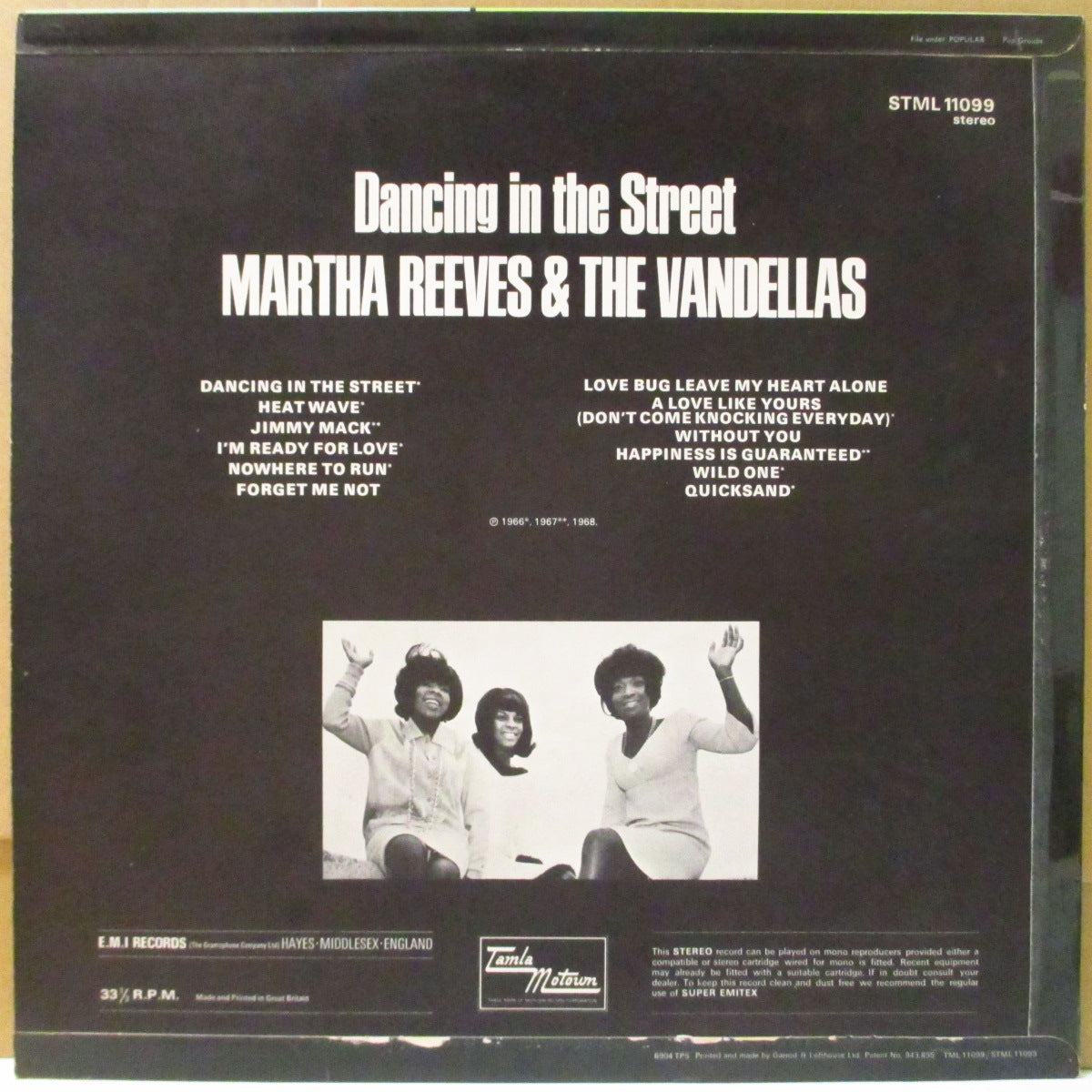 MARTHA & THE VANDELLAS (マーサ&ヴァンデラス) - Dancing In The Street (UK '69 Orig.Stereo LP/CFS)