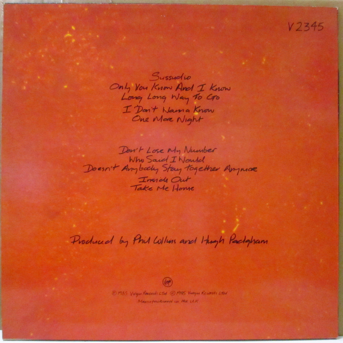 PHIL COLLINS (フィル・コリンズ) - No Jacket Required (UK オリジナル「黒ラベ」 LP+マットソフト紙インナー/光沢ジャケ)