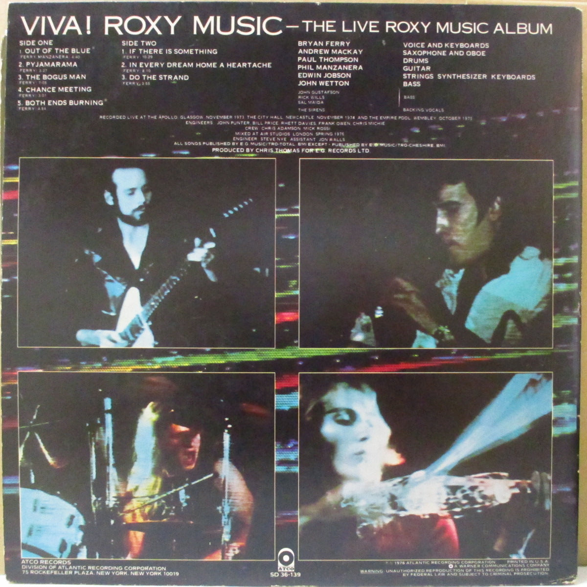 ROXY MUSIC (ロキシー・ミュージック) - Viva! Roxy Music The Live Roxy Music Album (US Orig.LP+Inner/GS)