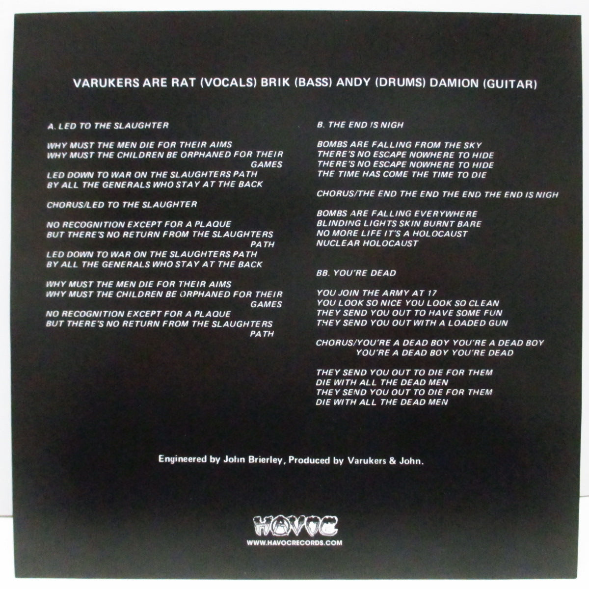 VARUKERS, THE (ザ・ヴァルカーズ) - Led To The Slaughter (US '16年再発 7"/HC 7063)