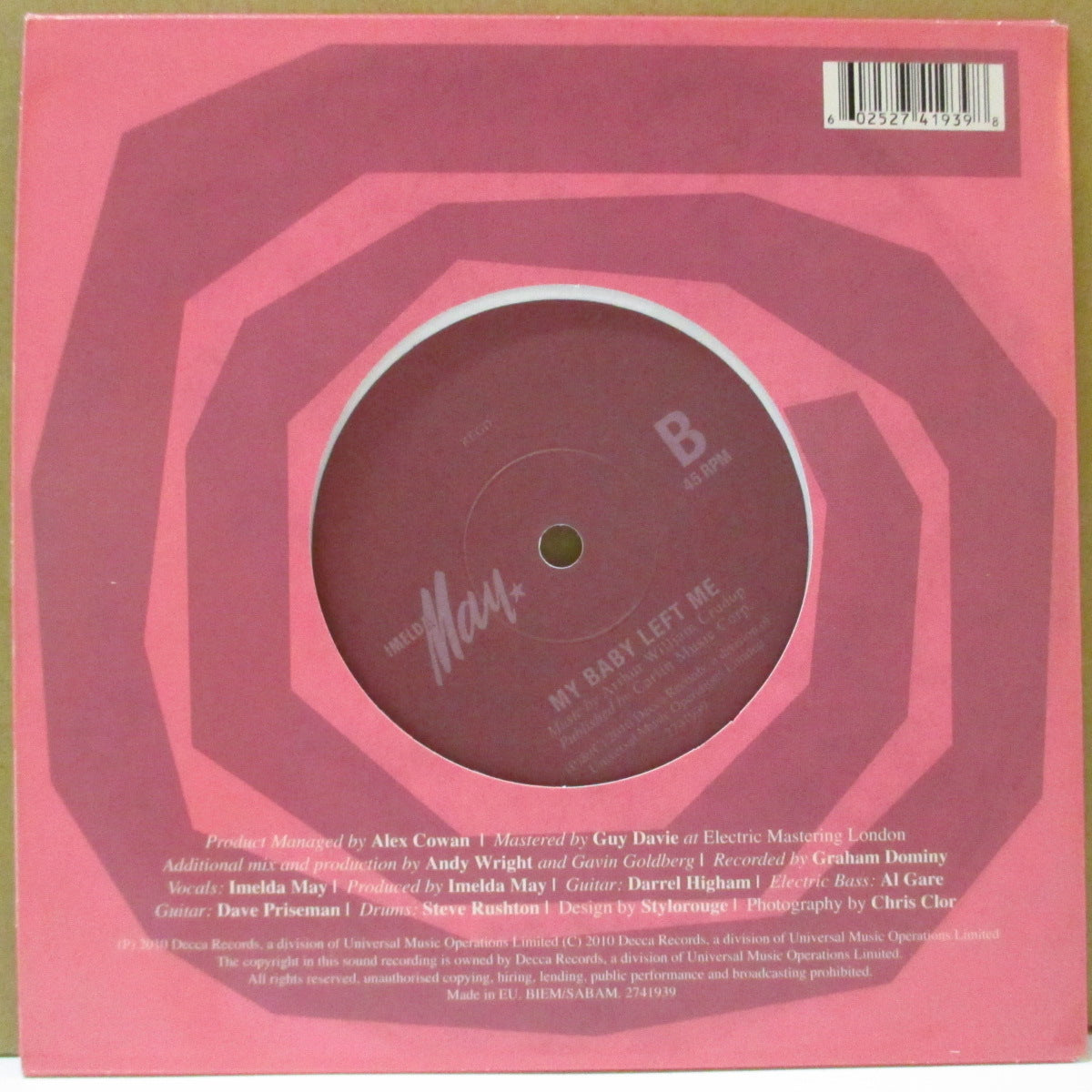 IMELDA MAY (イメルダ・メイ) - Psycho (EU 限定ホワイトヴァイナル 7"/ナンバリング入りダイカットジャケ)