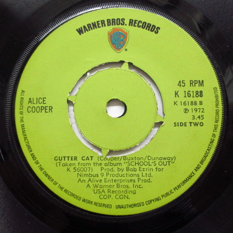 ALICE COOPER (アリス・クーパー) - School's Out / Gutter Cat (UK オリジナル 「ラウンドセンター」7")