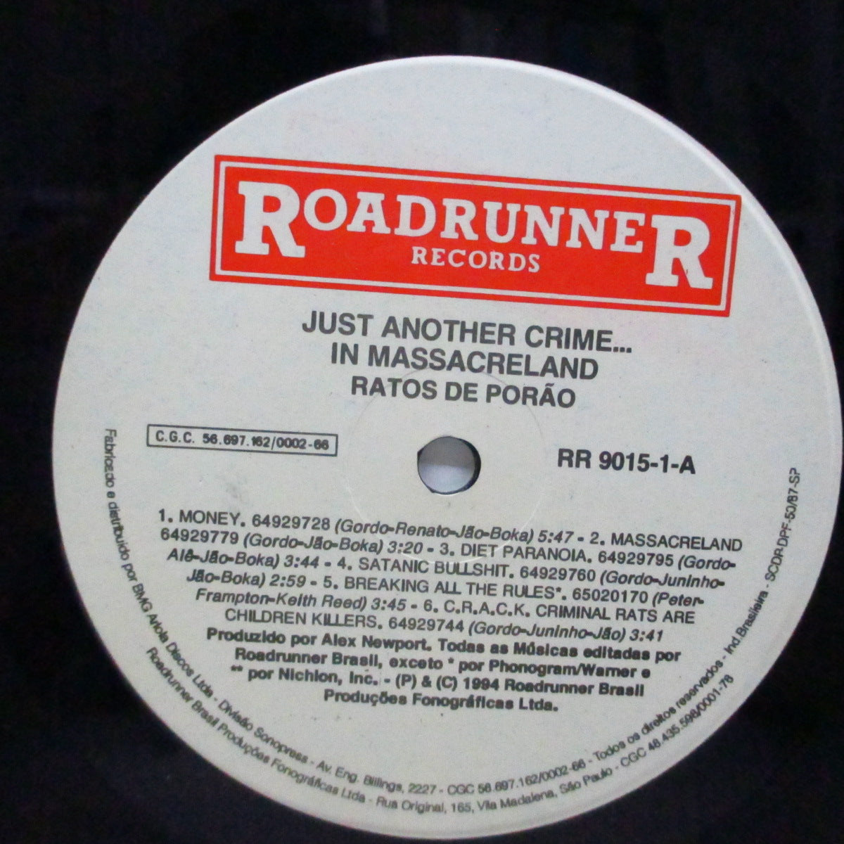 R.D.P. (Ratos De Porao) (ハトス・ヂ・ポラォン) - Just Another Crime In Massacreland (Brazil オリジナル LP+インサート)