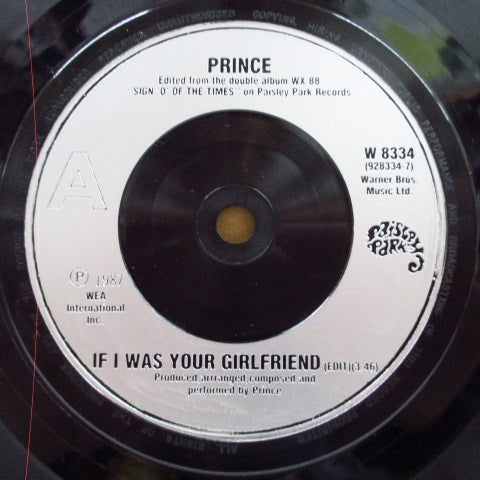 PRINCE (プリンス) - If I Was Your Girlfriend (UK オリジナル 7"+Matte PS)