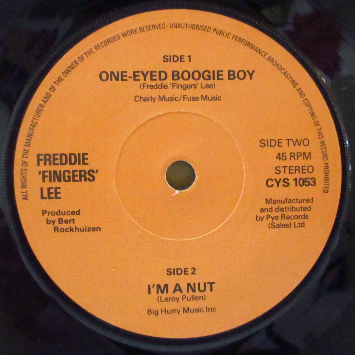 FREDDIE FINGERS LEE (フレディ・フィンガーズ・リー) - One-Eyed Boogie Boy (UK オリジナル 7")