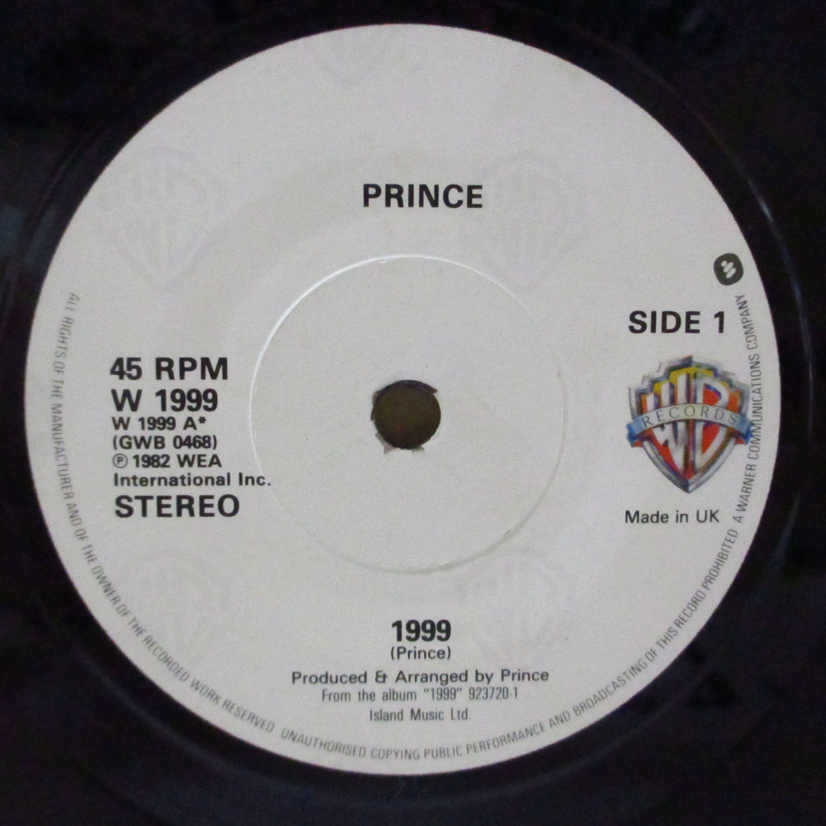 PRINCE (プリンス) - 1999 / Little Red Corvette (UK '84 再発ペーパーラベ 7"+マット・ソフトジャケ)