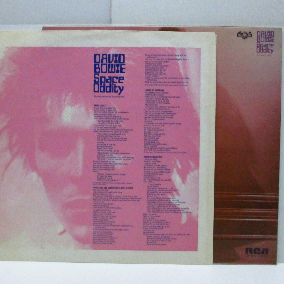 DAVID BOWIE (デヴィッド・ボウイ) - Space Oddity (UK 70's 再発オレンジラベ LP+インナー、UKポスター/Mainmanロゴジャケ)