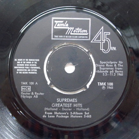 SUPREMES (シュープリームス) - Greatest Hits (Sweden Promo 7"+PS)
