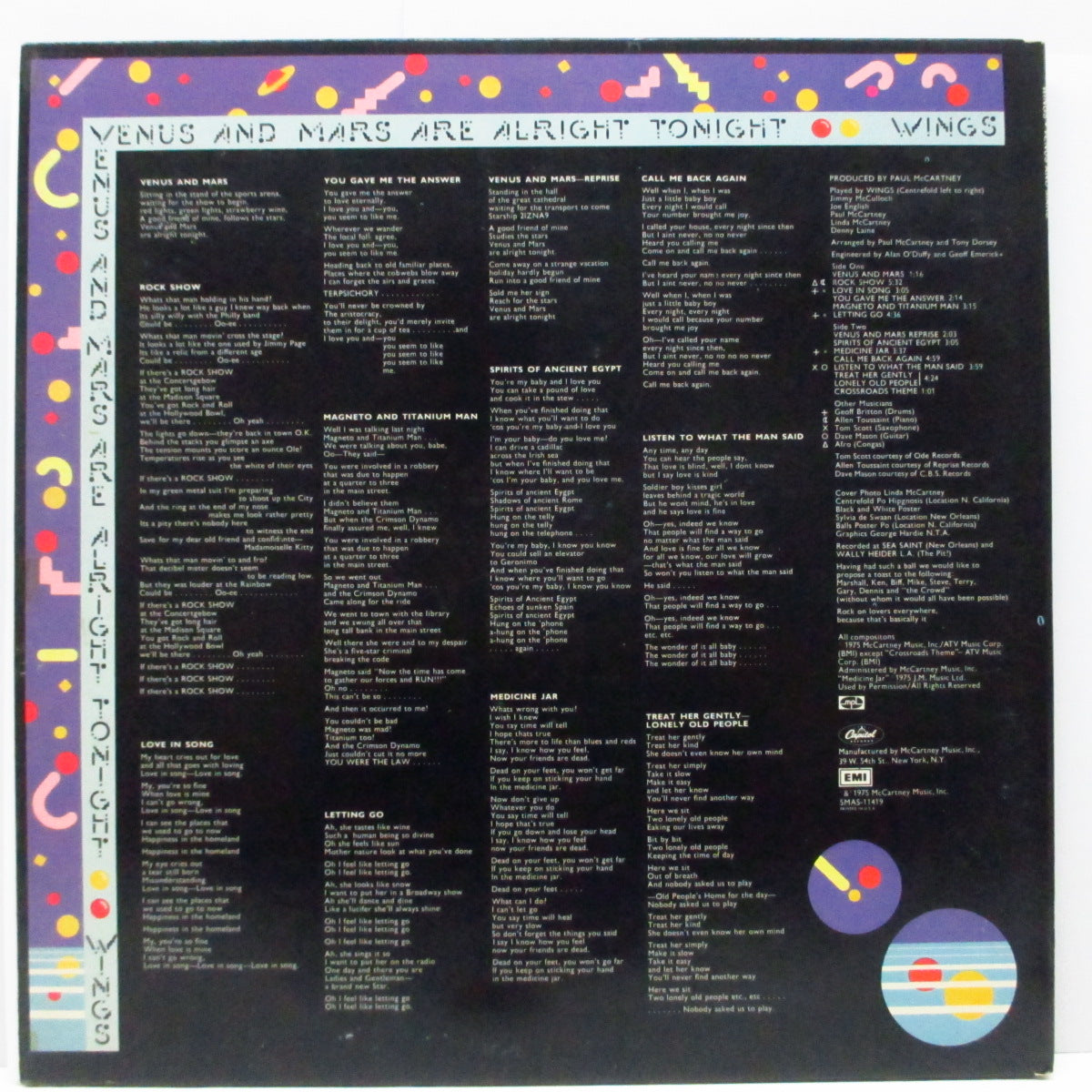 PAUL McCARTNEY & WINGS (ポール・マッカートニー) - Venus And Mars (US オリジナル LP+インナー、ポスター2枚、ステッカー2枚/Stickered GS「完品」)