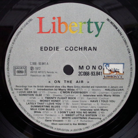 EDDIE COCHRAN (エディ・コクラン) - On The Air (France '81 Reissue LP)
