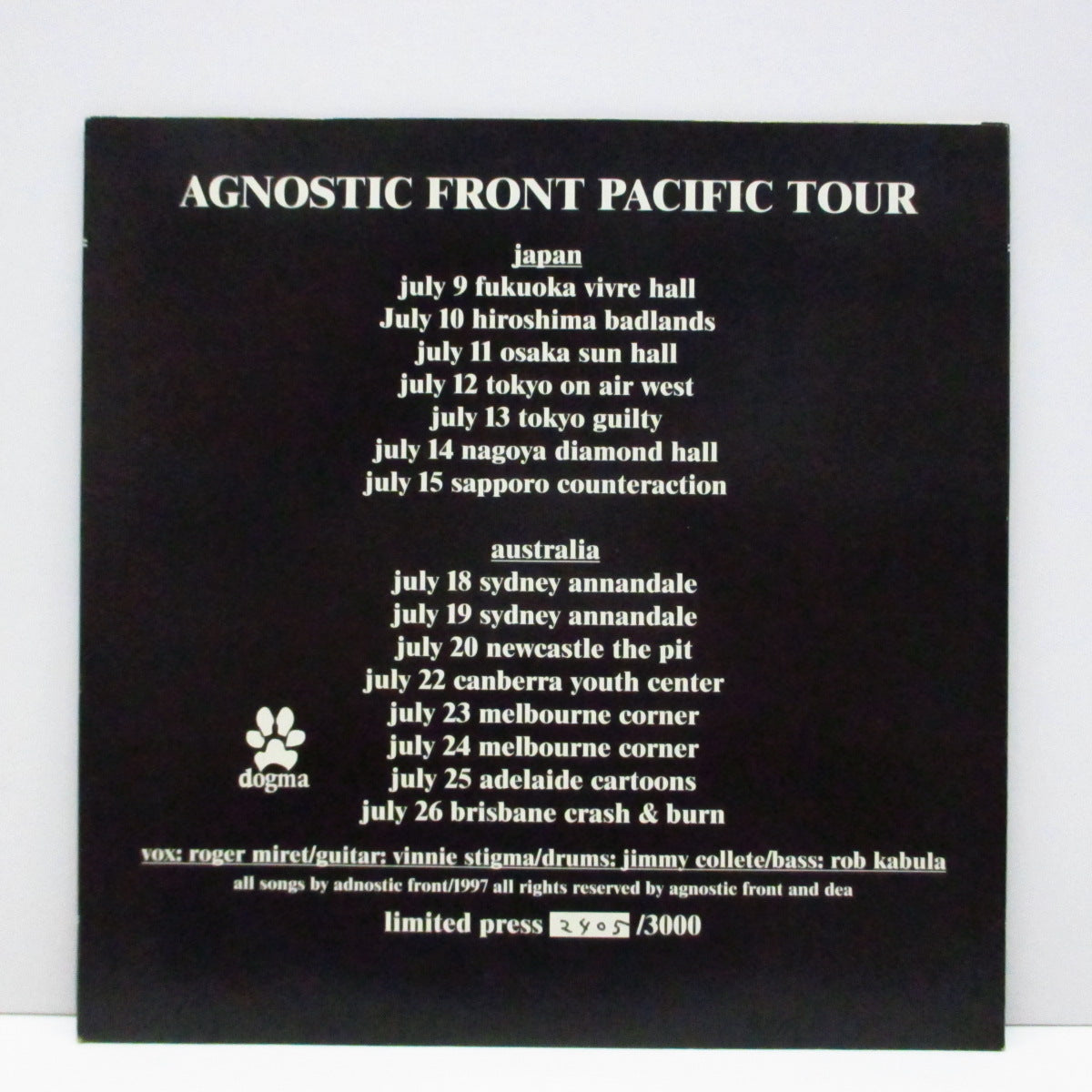 AGNOSTIC FRONT (アグノスティック・フロント) - Do Or Die / Rage (Japan 3,000 Ltd.Numbered Blue Vinyl 7")