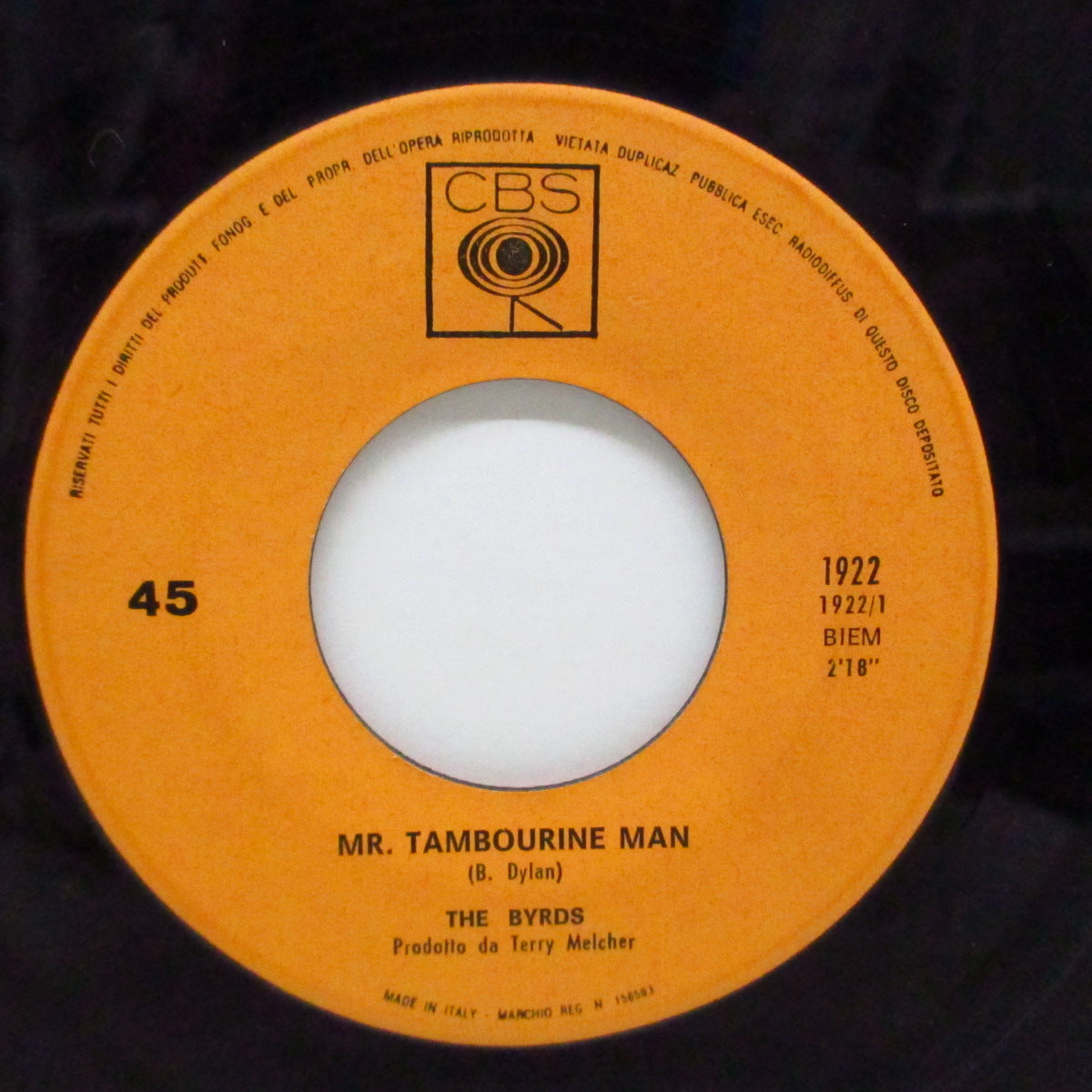 BYRDS (バーズ) - Mr.Tambourine Man (Italy Orig.7"+PS)